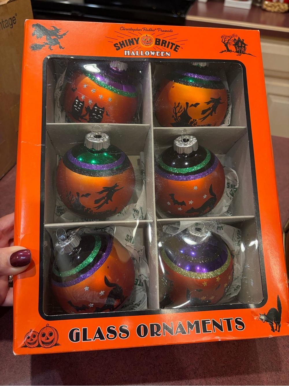 Christopher Radko Shiny Brite Halloween Glass Ornaments multi colored.
